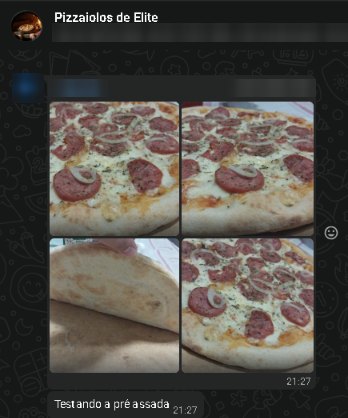 Print real do grupo Pizzaiolos de Elite: participante mostrando fotos das pizzas que testou